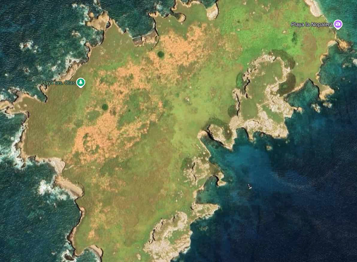 Vista aérea del archipiélago de las Islas Marietas y su agua turquesa